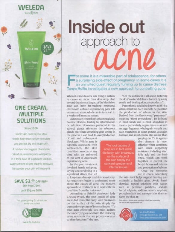 Inside out approach to acne media clipping. Links to the full article.
