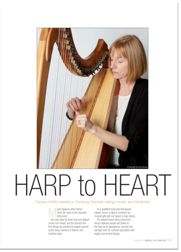 Harp to Heart media clipping. Links to the Autumn 2019 issue. Article on page 109.