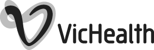 Monochrome logo for VicHealth